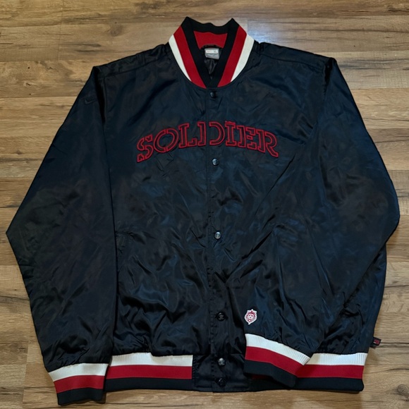 Y2K Lebron Soldier Button Up Satin Bomber Jacket